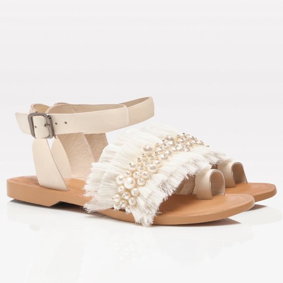 🎉LAST CHANCE🎉 FREE PEOPLE Sun Peaks Embellished Sandals / Ivory - Picture 10 of 12